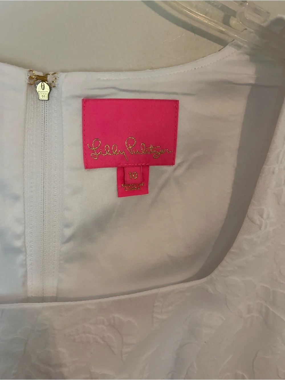 Lilly Pulitzer White Sleeveless Square-Neck Mini Dress with Gold Waist Trim - Picture 5 of 7